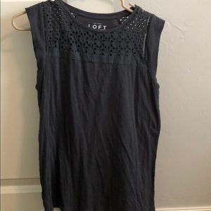 Navy tank top with lace detail from loft size sm